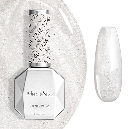 MelodySusie White Glitter Gel Nail Polish,0.5fl oz White Shimmer Soak Off UV LED Pure White Sparkle Glitter Gel Polish Gift for Women Nail Art Manicure Salon DIY Nail Design Decoration at Home-1746