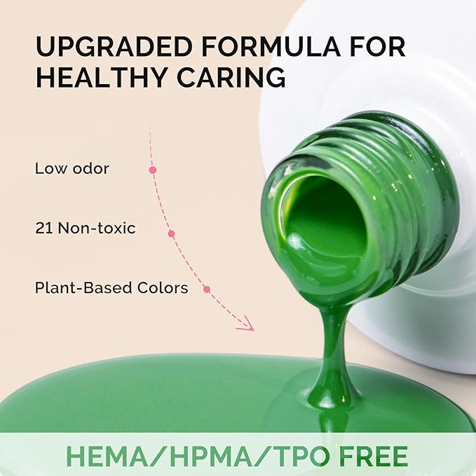 MelodySusie Fleurwee Plant Based Gel Nail Polish, Hema Free Bright Green Nail Polish, Soak Off UV LED Gel Polish Gifts for Women 21 Non Toxic Long Lasting Nail Art Manicure Salon DIY at Home P05