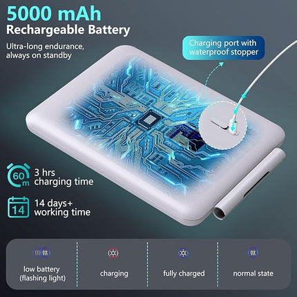 Heated Shower Mirror Fogless for Shaving, 3 Colors Stepless Dimmable Lights Fogless Mirror for Shower, Rechargeable Anti Fog Shaving Mirror for Shower with Razor Holder, Light Memory Function, White