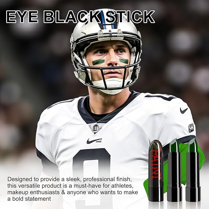 2 Pcs Green Eye Black Baseball/Softball/Football/Lacrosse, Face Body Paint Stick for Witch Hulk Halloween Makeup Costume Parties Long Lasting St. Patrick's Day Accessories Easy To Color Eyeblack