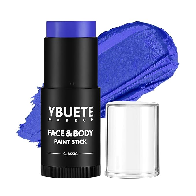 Blue Face Body Painting Stick, Professional Full-coverage Cream Blue Face Paint for Halloween SFX Cosplay Makeup, Washable Eye Body Stick for Adult Carnival & Costume Party