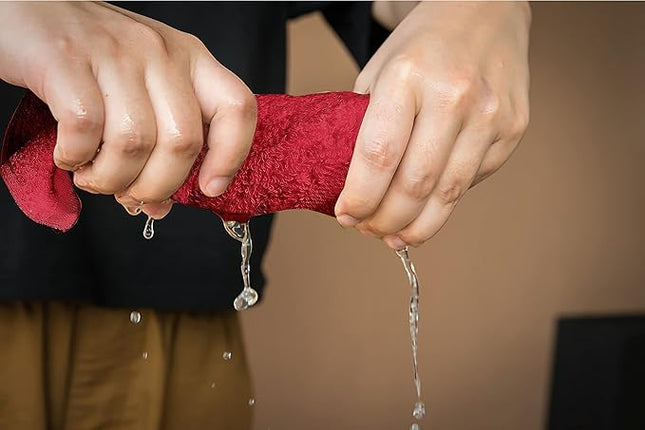 Softolle 100% Cotton Washcloths 24 Pack (12x12 Inches) Soft, Highly Absorbent Washcloth, Face Towels, Wash Cloths for Face, Ring Spun, Bulk Pack (Red)