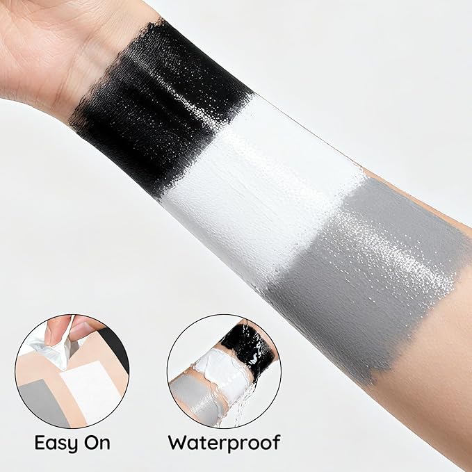 Halloween White White Black Grey Face Painting Kit For Skeleton Goth Skull Makeup, Baseball Softball Sport Games, Cosplay, Costume, Theme Parties and SFX Special Effect