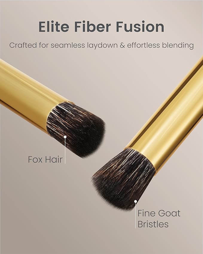 Desert Oak Series Flat Top Smoke Blender - 10mm Red Fox & Goat Hair Brush for Smudging & Blending, Luxury Bubinga Handle (CM 206)