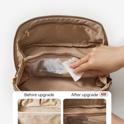 EACHY Travel Makeup Bag,Large Capacity Cosmetic Bags for Women,Waterproof Portable Pouch Open Flat Toiletry Bag Pattern Makeup Bag