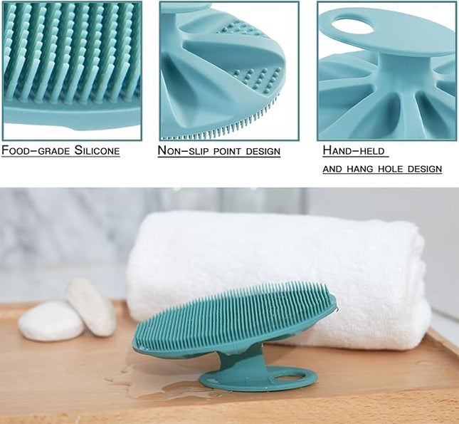 Food-Grade Soft Silicone Body Cleansing Brush Shower Scrubber, Gentle Exfoliating and Massage for All Kinds of Skin (Pack of 4)