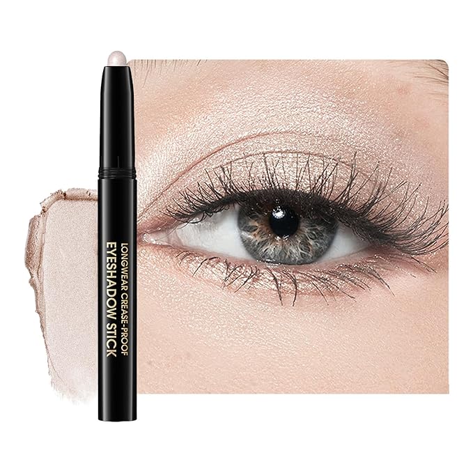 Eyeshadow Stick, Shimmer and Matte Cream Eye Shadow Brightener Sticks Eyeliner Pencil Crayon, Waterproof Long Lasting Eye Highlighter Stick Makeup,0.056 Oz(#6-Oyster)