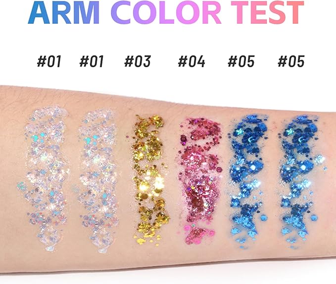 2 Pcs Silver Body Glitter Stick, Mermaid Glitter Gel Long Lasting Shimmer Hair Eyeshadow Face Body Glitter Concerts Music Festivals Halloween Party Looks Sparkle Makeup for Women and Kids (#1)