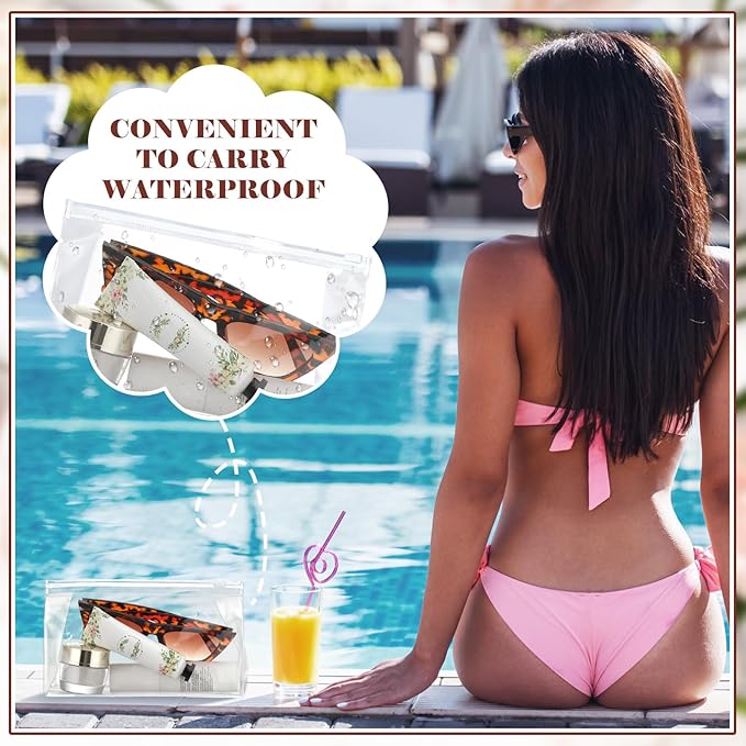 Xuniea 50 Pcs Mini Clear Makeup Bag Small Clear Zipper Pouch Travel Plastic Cosmetic Organizer Waterproof for Toiletries Swimsuit Bikini Bathing Suit(7.5'',Transparent)