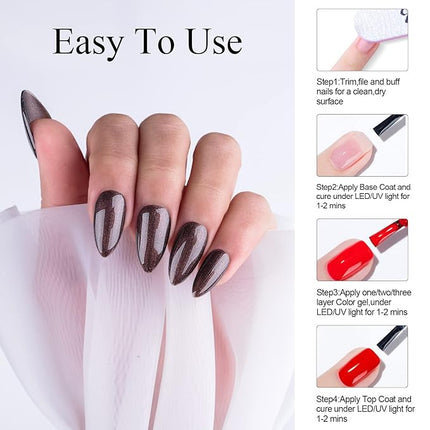 Imtiti Gel Nail Polish Glitter Brown - Bronze Brown Sparkle Soak Off UV LED Gel Polish, 0.5 Fl Oz Long Lasting DIY Nail Art for Home & Salon Manicure Starter Set for Women