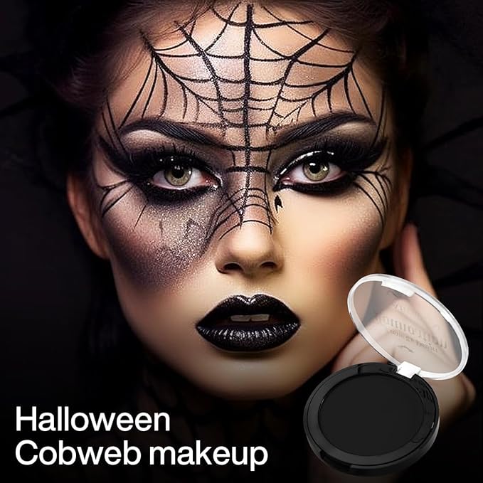 DE'LANCI Black Face Paint Foundation Halloween Sfx Makeup, Semi-matte Black Body Paint Highly Pigmented, Face Body Paint Skull Skeleton Waterproof Greasepaint Goth Makeup Special Effects Cosplay