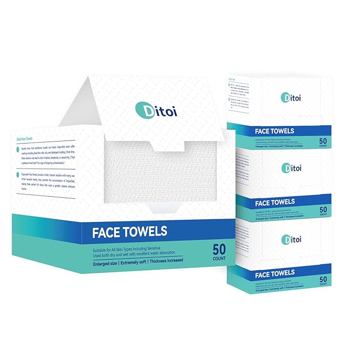 Disposable Face Towels,Ultra Thick Face Towelettes XL, Lint-Free Facial Wipes for Makeup Removal & Gentle Skin Care,10"×12", 200 Count (4 Pack),Pearl-textured