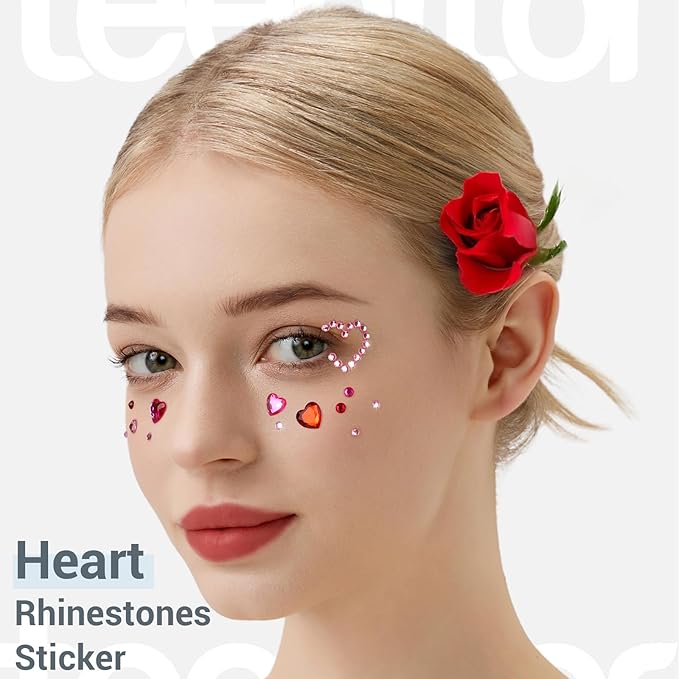 Teenitor Self Adhesive Face Gems, Face Gems Rhinestones Pearl Stickers, Hair Accessories for Girls, Rave Accessories for Women, Face Jewels for Face, Eye, Hair, Body