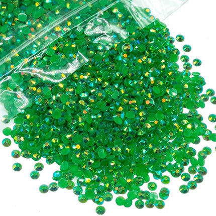 qiipii 8000PCS 3mm Emerald Green AB Resin Rhinestones for Crafts Dark Green AB Flatback Jelly Rhinestones Bulk SS10 Non-Hotfix Stones Diamonds Crystals Gems for Mugs Tumblers Bottles DIY Crafts