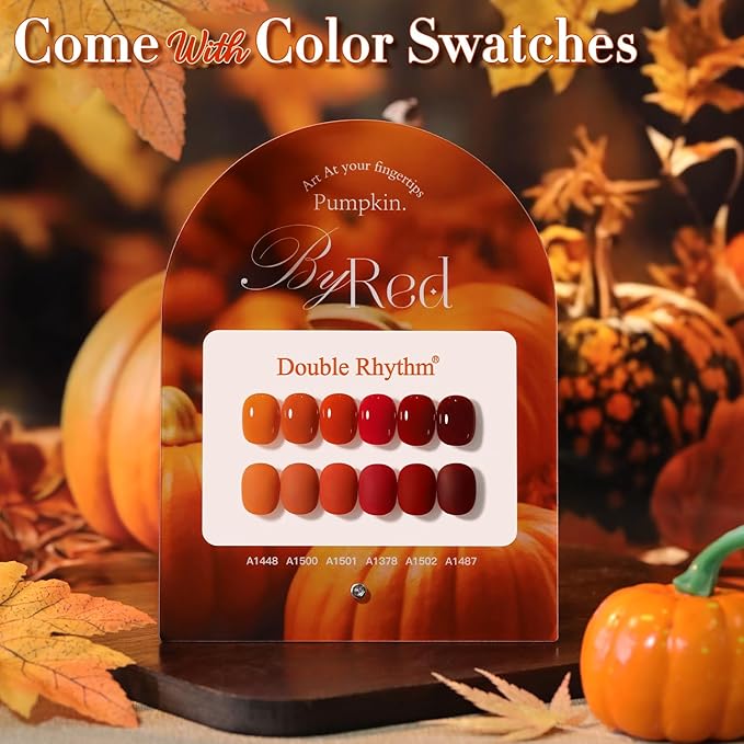 Double Rhythm 6 Pcs 15 ML Gel Polish Set Same Color Same Bottle Soak Off Gel Polish Kit Nail Art Manicure Salon DIY at Home for Women (Dark Light Brown Orange Maroon-T6-6)