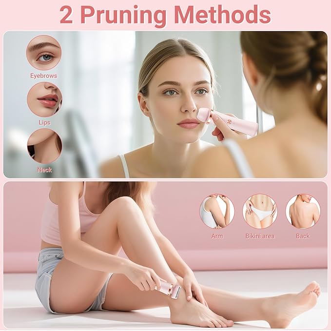 Bikini Trimmer for Women & Men - 2 in 1Replaceable Painless Electric Razor for Body & Face,Wireless Portable Trimmer for Women Wet & Dry Electric Shaver,IPX7 Waterproof,USB Rechargeable