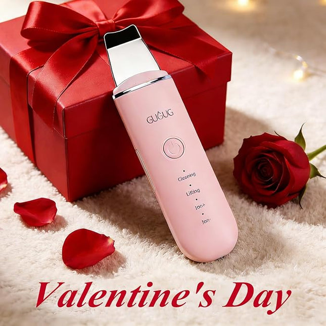 GUGUG Skin Scrubber Face Spatula - Skin Spatula Blackhead Remover Pore Cleaner with 4 Modes, Skin Care Tools-Pink