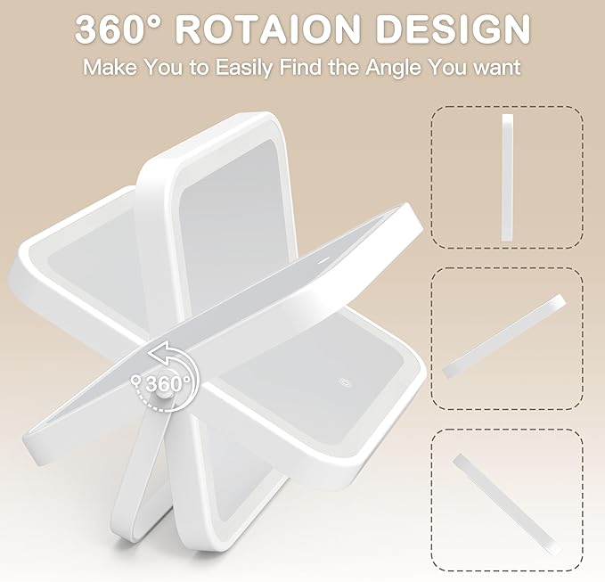 10x12 Inch Hollywood Vanity Mirror with Dimmable LED Lighting, Smart Touch Control & U-Shaped Bracket - Portable Tabletop Makeup Mirror for Travel, Home