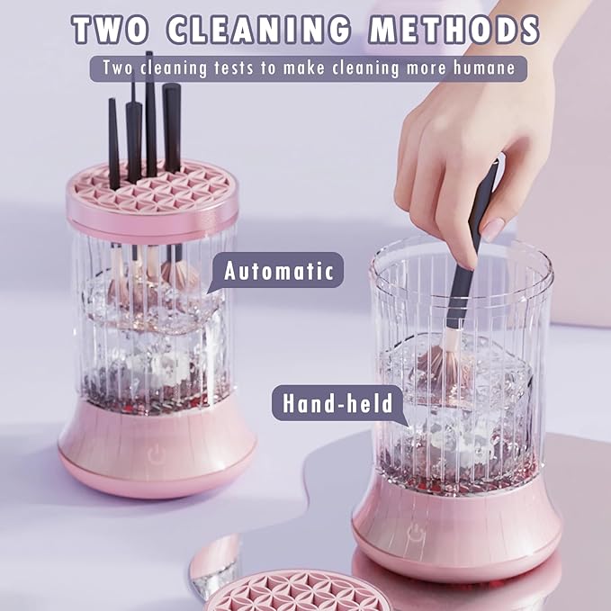 Automatic Makeup Brush Cleaner Machine - Electric Brush Washer for 3-4 Brushes Simultaneously | 7000 RPM Deep Cleaning | Includes Silicone Cleaning Pad & Drying Stand