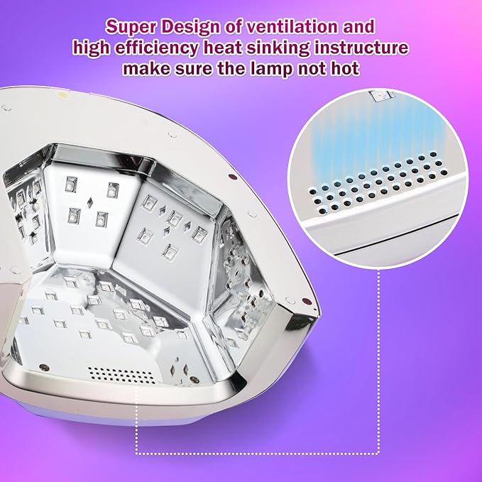Professional Rechargeable 96W UV LED Portable Cordless UV Light for Nail Lamp Machine with Removable Stainless Steel Bottom,4 Timer Setting and Smart Sensor Nail Dryer (Gradient Purple)