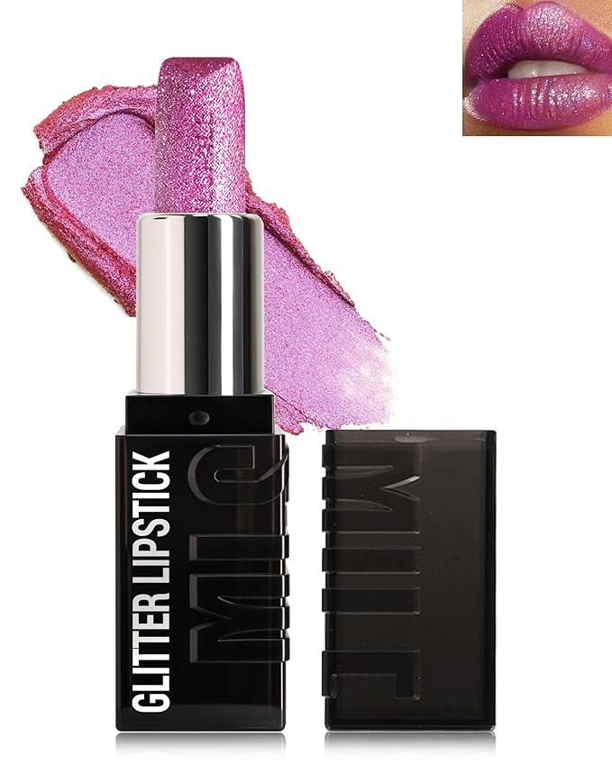 Diamond Glitter Matte Lipstick, Long Lasting Waterproof Rose Pink Metallic Sparkling High Pigment Non-Stick Lip Tint Lip Gloss,Full-coverage Lipgloss, Halloween Lip Makeup Gift for Women Girl-03