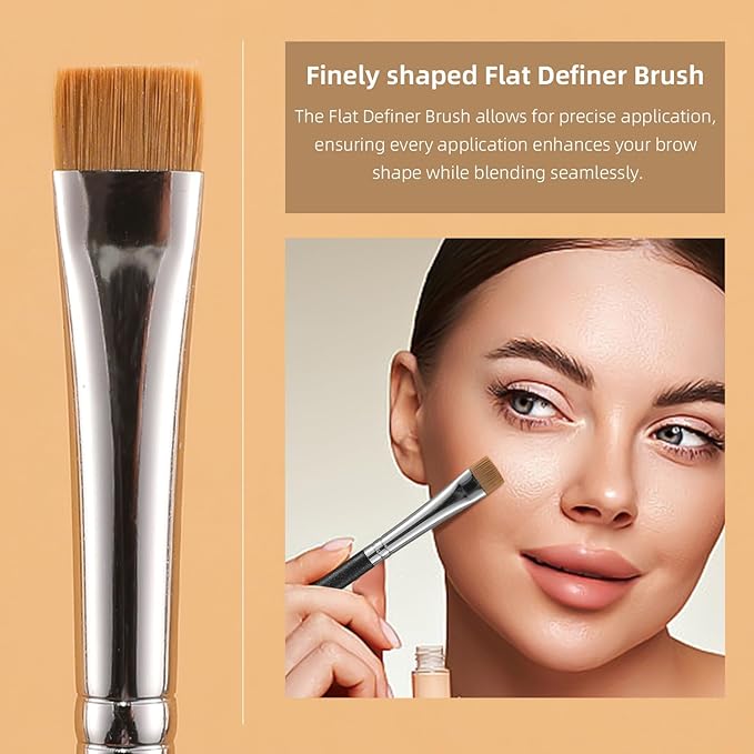 ENERGY Flat Eyeliner Brush-Eyebrow Shaping & Brow Definer Makeup Thin Concealer Brush for Liquid Cream Gel Wax Cosmetics, Vegan Synthetic Bristles with Precision