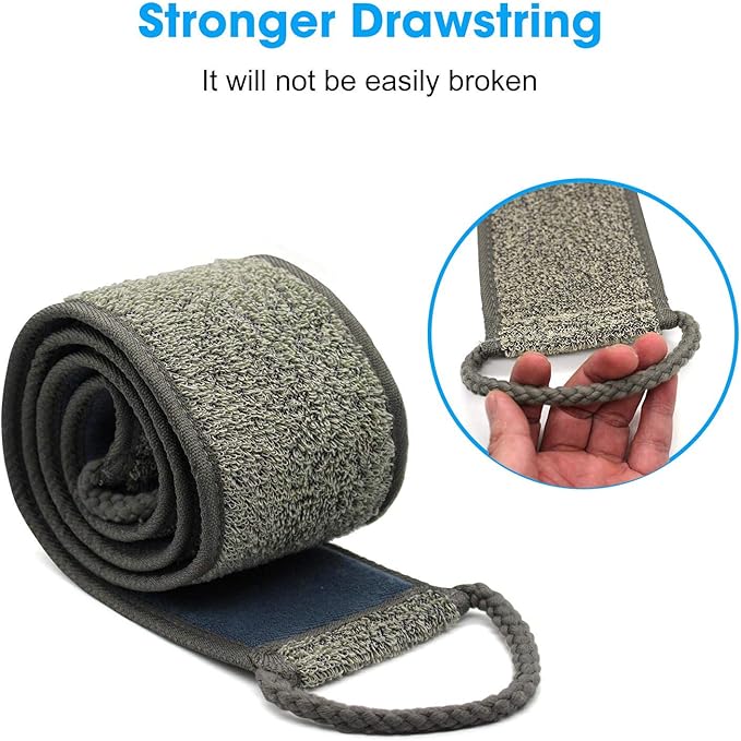 Loofah Back Scrubber, 50 Inch Extra Long Natural Flax Exfoliating Back Scrubber for Shower for Men Women, Deep Clean & Invigorate Your Skin