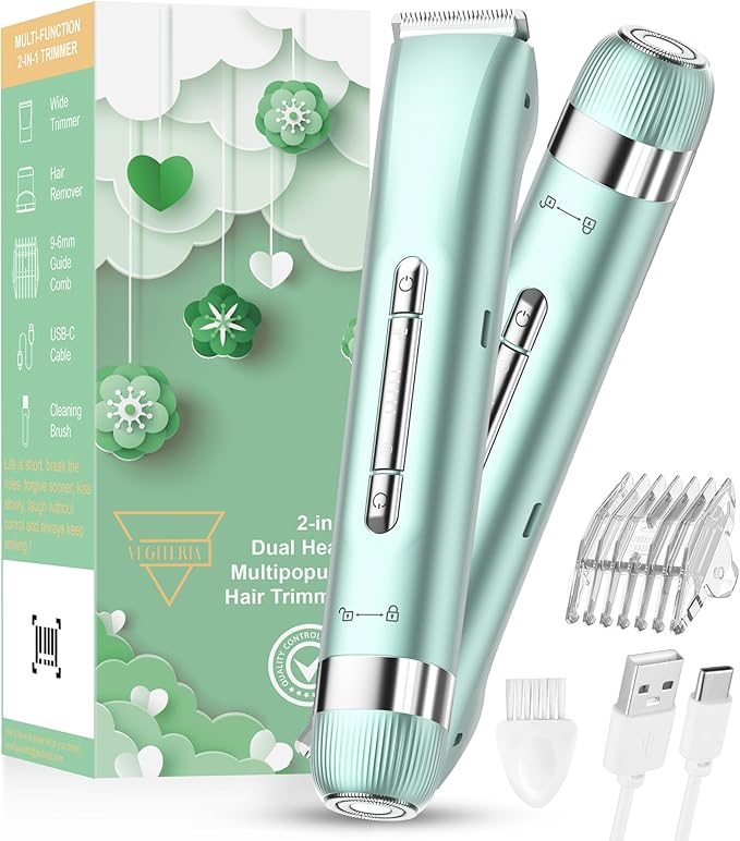 Electri Razors for Women, 2 in 1 Bikini Trimmer for Women Painless Bikini Shaver for Bikini, Underarm, Legs, Arms Waterproof, USB Rechargeable Facial Hair Trimmer