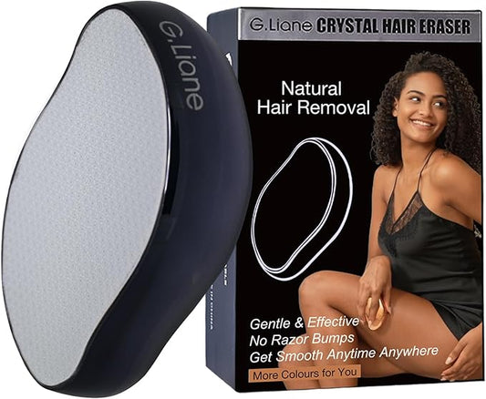 Crystal Hair Eraser,Upgraded Painless Crystal Hair Remover,Effective Nano Glass Hair Removal Device and Skin Exfoliation,Body Epilator for Women and Men(Black)