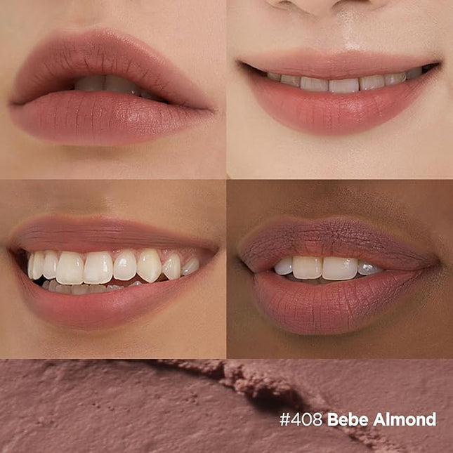 Laka Bulky Matte Lipstick, 4g/0.14oz., Long Wear, Non-Drying Lip Stain Stick with High Pigmentation, Voluminous Lips, K-Beauty (#408 Bebe Almond)