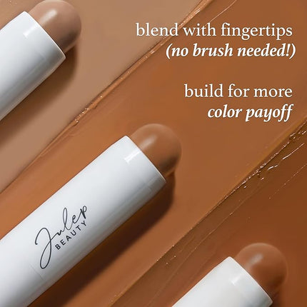 Julep Skip the Brush Cream to Powder Bronzer & Contour Stick - Cool Taupe Fair to Light skin tones - Long Lasting Blendable and Buildable Color -Multi-Use 2-in-1 Blush and Lip Makeup Stick