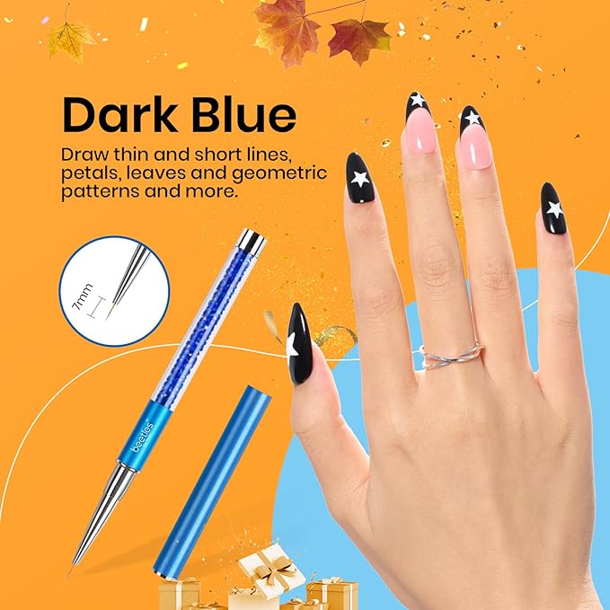 Beetles Gel Polish Nail Art Liner Brushes 5Pcs Painting Art Design Pen Set Diamond Application Rhinestone Handle Dotting Drawing Sizes 5 7 9 11 20mm Nail Design Gift for Women