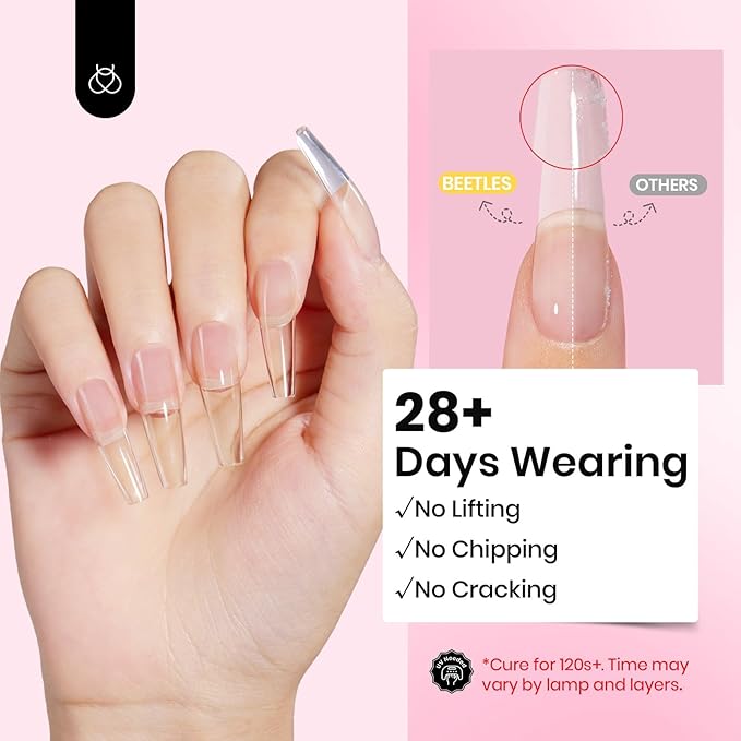 Beetles Low Heat Hard Gel Kit,Mint Sheer 2 Pcs 9 in 1 Nail Extension Sculpting Apex Building for Salon Professionals,Clear Builder Nail Gel,Fall Nails,UV & LED Lamp Needed