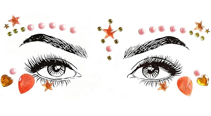 6 Pcs Festival Party Face Jewels, Rhinestone Face Gems, Halloween Music Festival Birthday Rave Carnival Party Face Stickers
