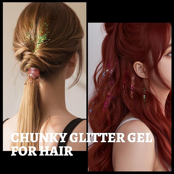 Teenitor 24 Colors Body & Hair Glitter Gel - Face, Body, Hair Glitter for Halloween Makeup Festival