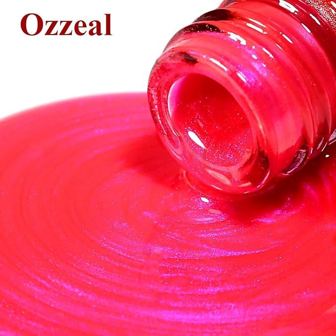 Pearl Gel Nail Polish,Hot Pink Glitter Gel Nail Polish Sparkle Shimmer Gel Glitter Nail Polish Fall Winter Soak off LED UV Gel Nail Polish for Art DIY Manicure 15ML