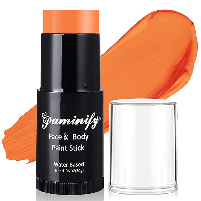 Orange Face Paint Stick,Water-Based Orange Body Paint Stick,Washable Full-Coverage Halloween Face Painting for Lion Tiger Fox Pumpkin Costume,Professional SFX Makeup for Cosplay ,1.06 OZ