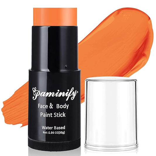 Orange Face Paint Stick,Water-Based Orange Body Paint Stick,Washable Full-Coverage Halloween Face Painting for Lion Tiger Fox Pumpkin Costume,Professional SFX Makeup for Cosplay ,1.06 OZ