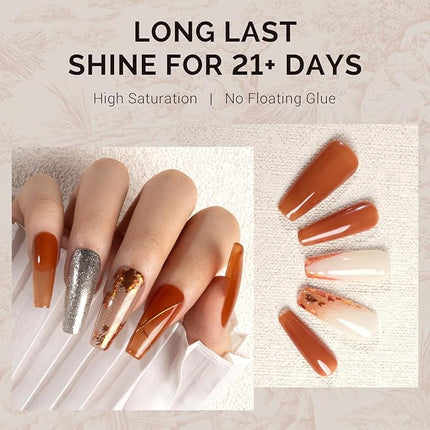 MelodySusie Transparent Brown Gel Nail Polish,0.5fl oz Nails Soak Off UV LED Cinnamon Brown Gel Polish Gift for Women Nail Art Manicure Salon DIY Nail Design Decoration at Home-1654