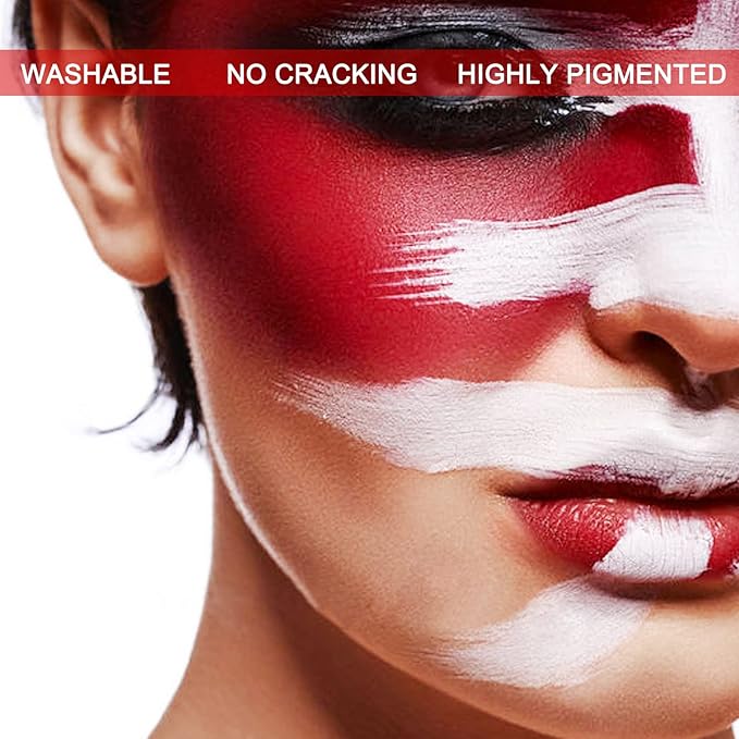 MEICOLY Devil Red Face Body Paint,2.37Oz Large Tube Water Based Washable Face Paint for Halloween Makeup,Cream Full Body Paint for Adults and Kids,Face Painting for Clown Joker Demon Vampire Spiderman