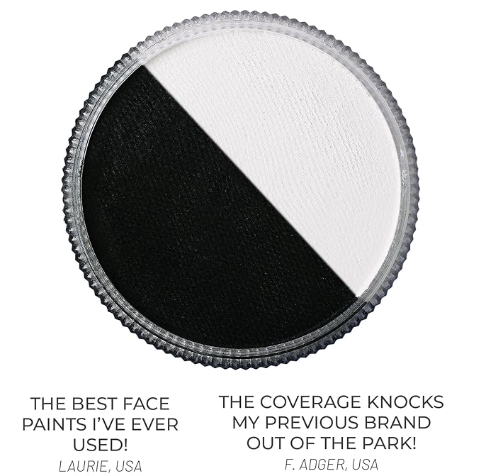 Blue Squid Face Paint Water Based Single Cake Professional Face & Body Paint - Water Activated, Kids Adults Face Painting for Costume, Halloween Makeup, Cosplay - Split Black & White Face Paint 30g