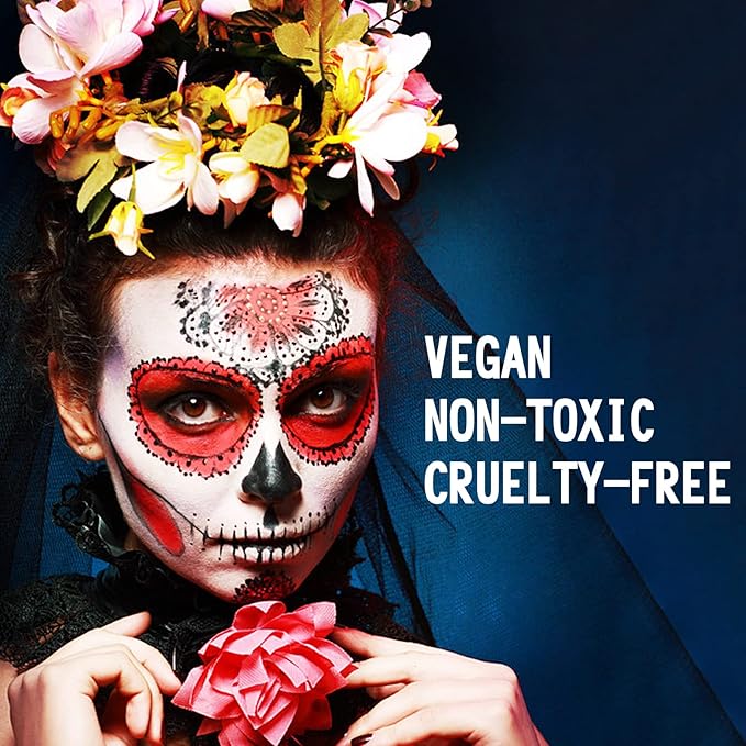 MEICOLY Devil Red Face Body Paint Stick (1.06 Oz),Sweatproof Waterproof Face Piant for Clown Joker Demon Vampire Spiderman Halloween Makeup,Cream Blendable Full Body Paint,Red Eye Black Stick