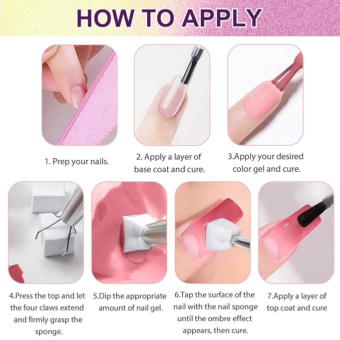 Gradient Painting Gel, 9 Colors Ombre Gel Nail Polish Set Sponging for Pigment Pat Aura Nails French Manicure Long-lasting Home Salon DIY Nail Art Home Salon Foreign Landscapes