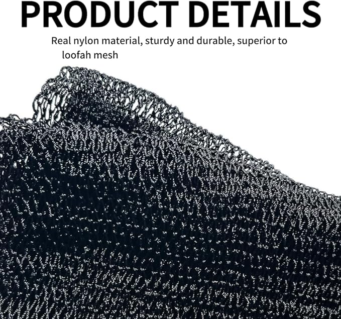 African Net Sponge Authentic, African Exfoliating Sponge Real African Net Black Owned, African Bath Sponge Back Scrubber, Body Exfoliator Shower Bath Accessories (Black)