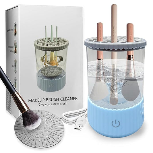 Electric Makeup Brush Cleaner Machine, Quick Efficient Deep Cleaning Makeup Brush, Automatic Spinning Cosmetic Brush Cleaner All Types of Brushes Portable Compact Design for Travel Home Use
