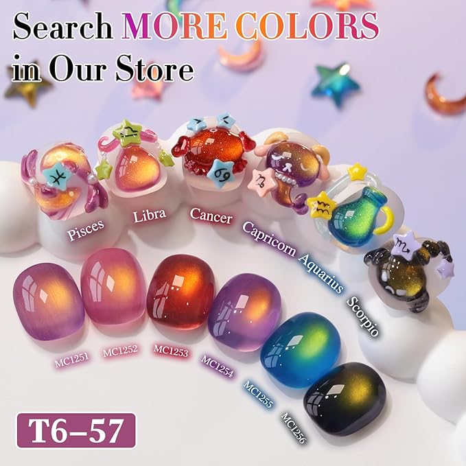 Double Rhythm 0.5 OZ Cat Eye Gel Polish with Magnet 15ML Holographic Glitter Shimmer Translucent Jelly Color Magnetic Nail Polish Salon DIY at Home (Sunny Rose-MC1251)