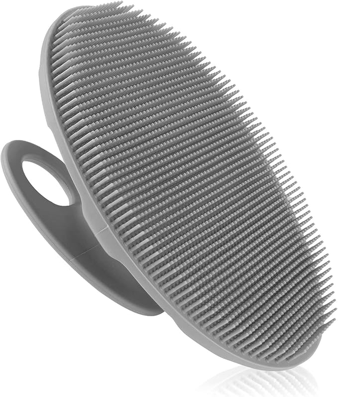 INNERNEED Soft Silicone Body Cleansing Brush Shower Scrubber, Gentle Exfoliating and Massage for All Kinds of Skin (Gray)