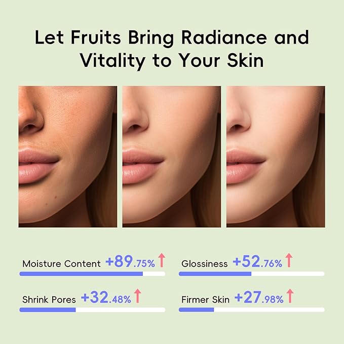 Fruit Skincare, Skin Care Gift Sets, Skin Care for Teens 10-12, with Lip Balm *6, Facial Cleanser, Toner, Serum, Eye & Face Cream, Nourishing, Hydration, Glow Up, Trendy Stuff