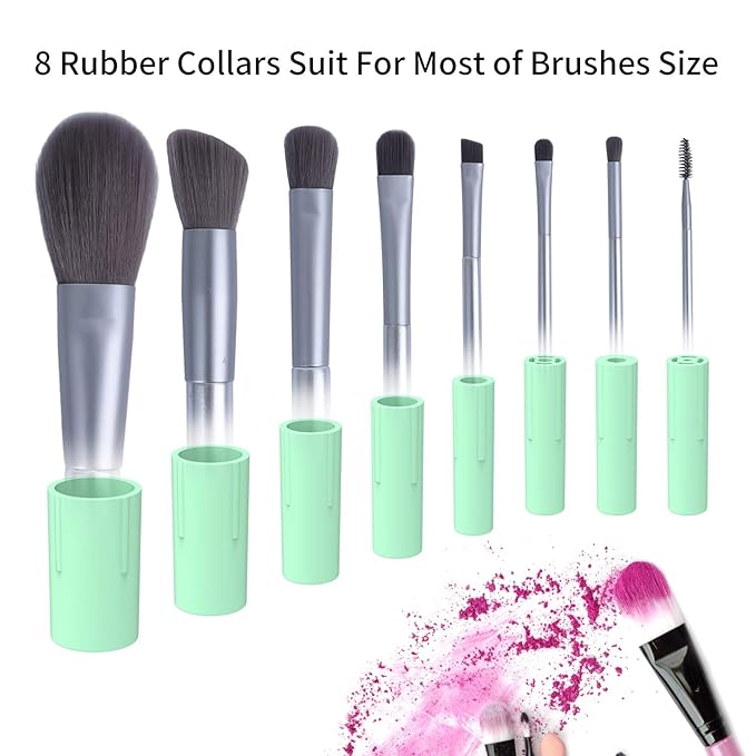 Senbowe Upgraded Makeup Brush Cleaner and Dryer Machine, Super-Fast Electric Brush Cleaner Machine with 8 Size Rubber Collars, Automatic Brush Cleaner Spinner Makeup Brush Tools