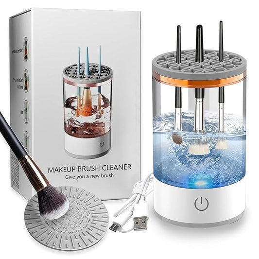 Electric Makeup Brush Cleaner Machine, Quick Efficient Deep Cleaning Makeup Brush, Automatic Spinning Cosmetic Brush Cleaner All Types of Brushes Portable Compact Design for Travel Home Use